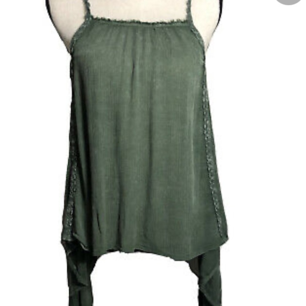 PAPER CRANE green flowy tank top
